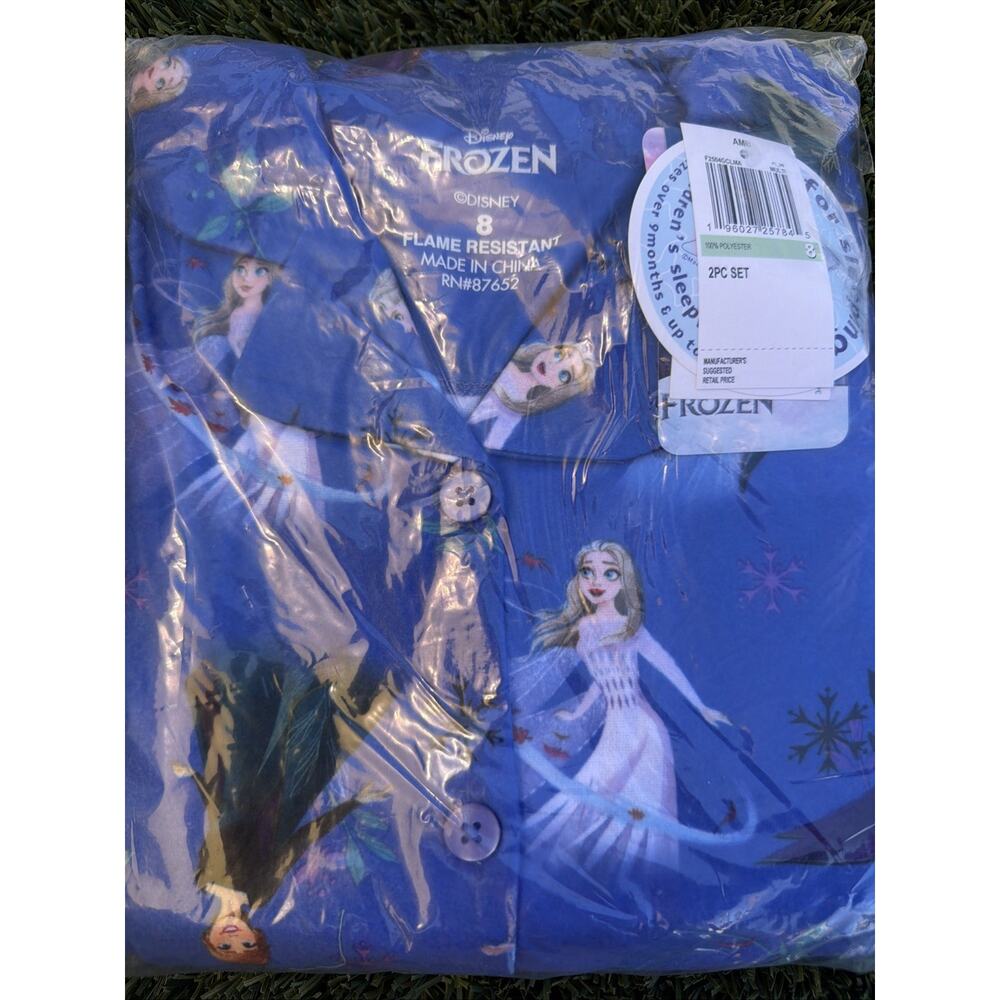 Disney Frozen Girls Long Sleeve Flame Resistant Elsa and Olaf Pajama Set Size 8